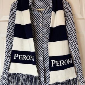 Apt. 9 Blue and White Geometric Pattern Top and Peroni Scarf